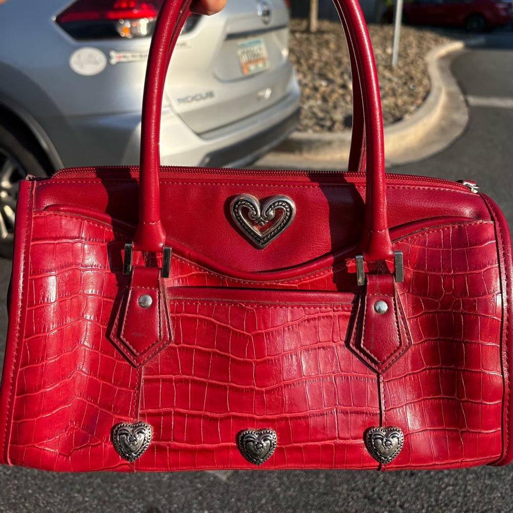 Elegant Red Crocodile-Embossed Handbag